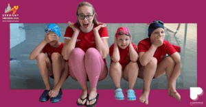 Alexandra és a Trappancs úszóiskola leendő bajnokai